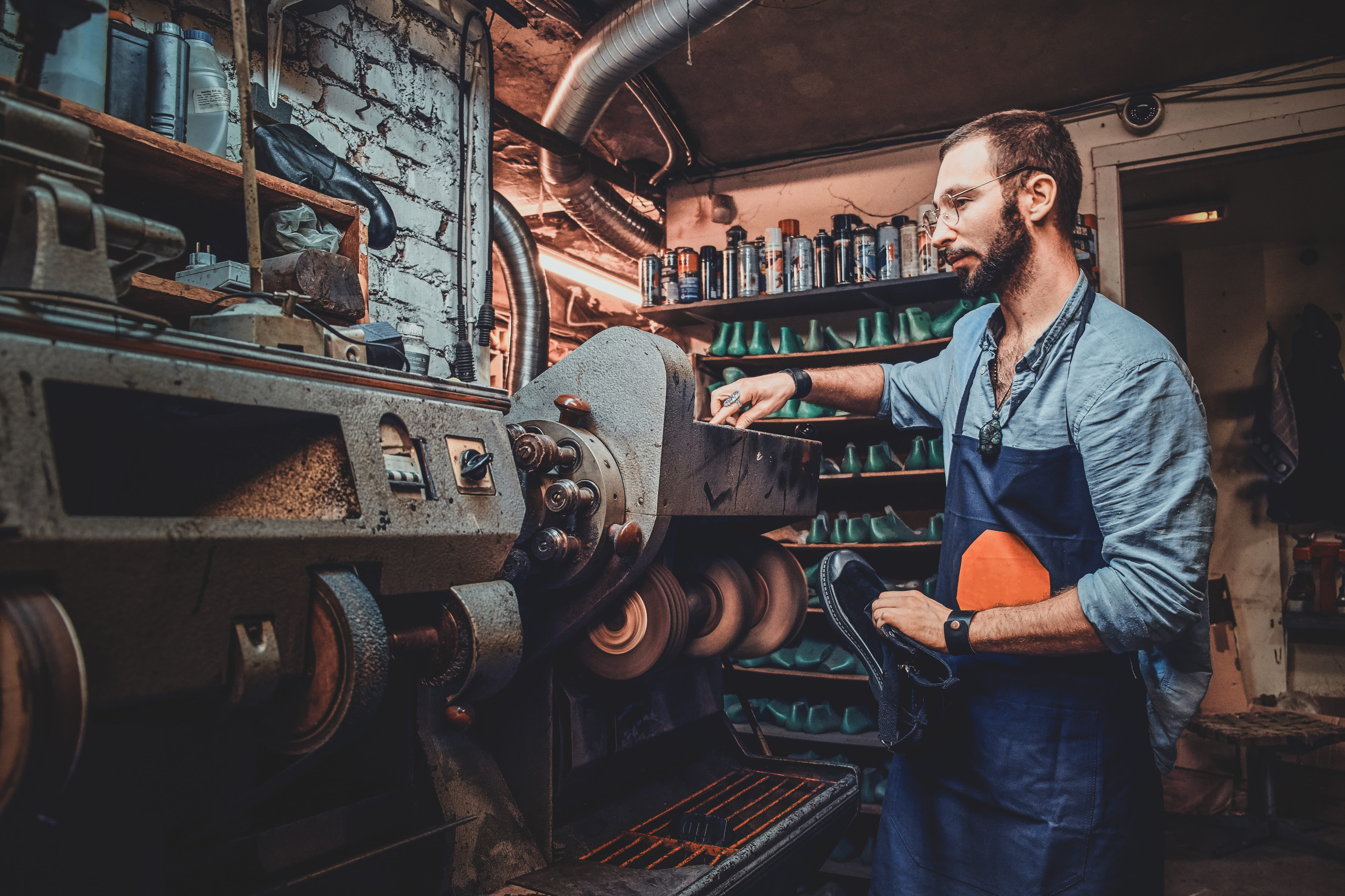 Industrial tools and heavy machinery in an oilfield supply setting