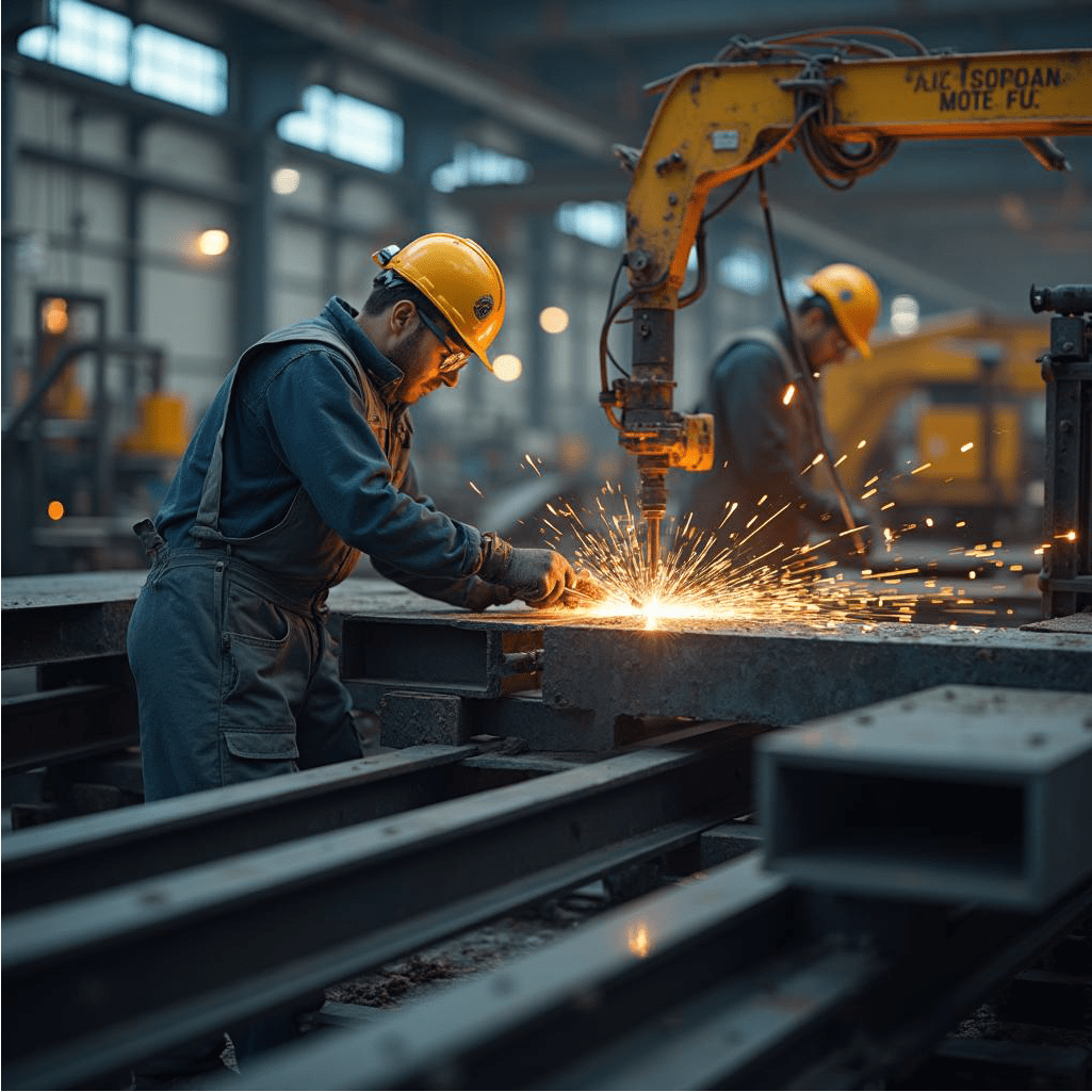 Oil and gas field services with crews, equipment, and rigs supporting fabrication and operations